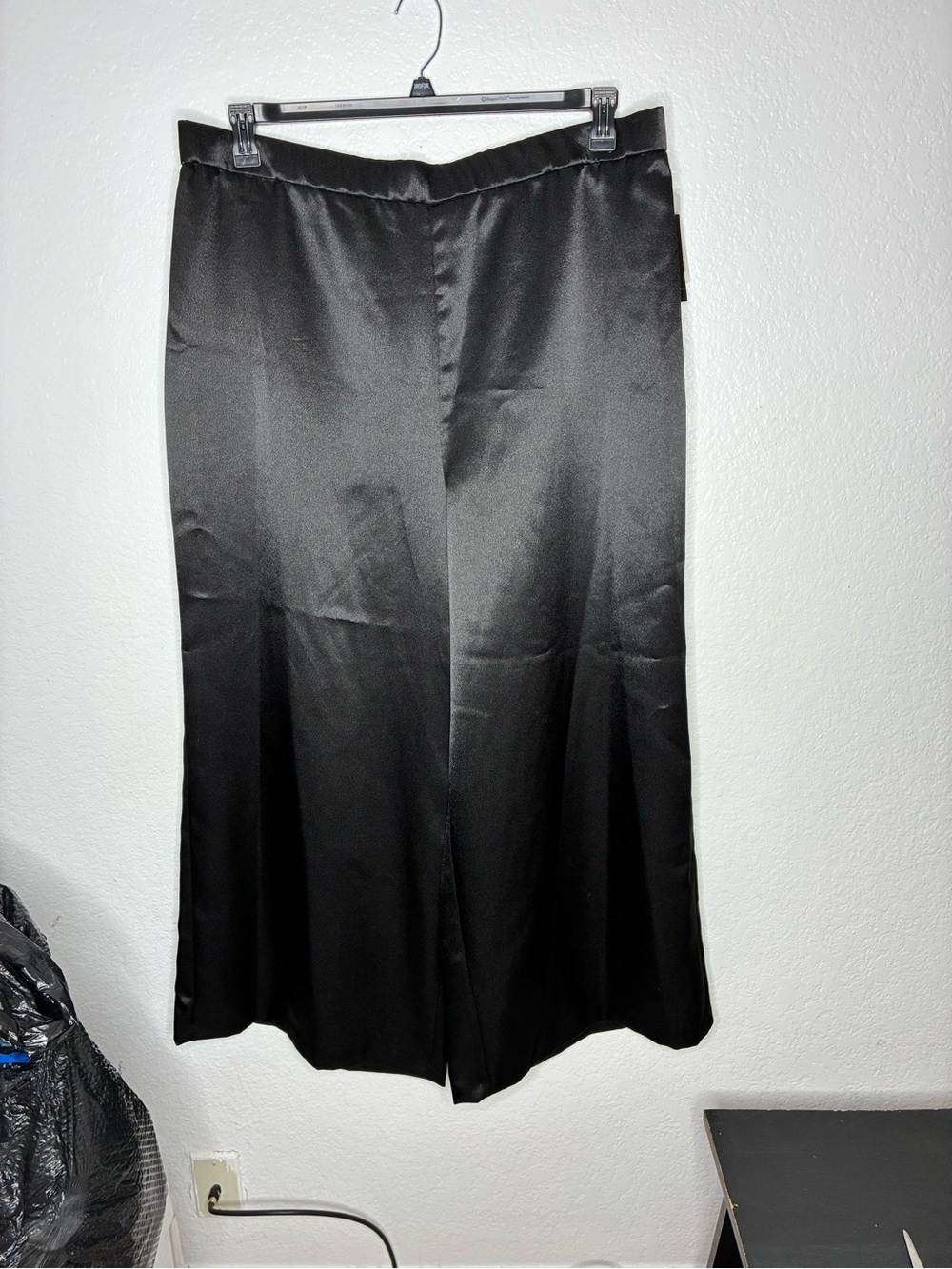 ALEX EVENINGS BLACK SATIN WIDE-LEG Dressy Flowy PANT SIZE 3X NWT